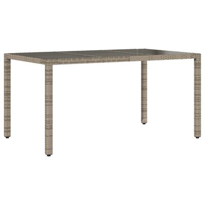 vidaXL Mesa de jardim com tampo de vidro 150x90x75 cm vime PE cinzento