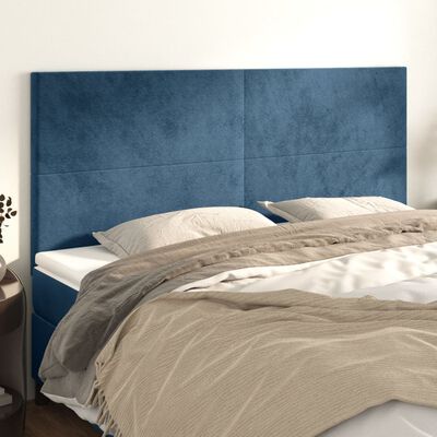 vidaXL Cabeceira de cama 4 pcs veludo 100x5x78/88 cm azul-escuro