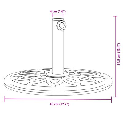 vidaXL Base de guarda-sol para postes de Ø38/48 mm 12 kg redondo