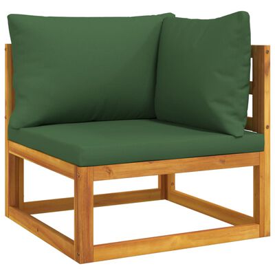 vidaXL 5 pcs conj. lounge jardim madeira c/almofadões verdes