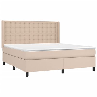 vidaXL Cama com molas/colchão 160x200 cm couro artificial cappuccino