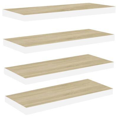 vidaXL Prateleiras parede 4 pcs 80x23,5x3,8 cm MDF carvalho e branco