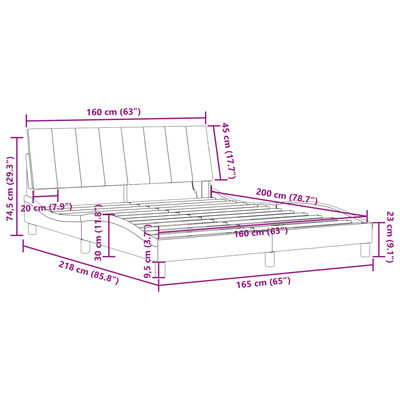 vidaXL Estrutura de cama c/ luzes LED 160x200 cm veludo preto