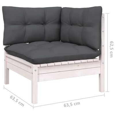 vidaXL 7 pcs conjunto lounge de jardim c/ almofadões pinho branco