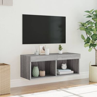 vidaXL Móvel de TV com luzes LED 80x30x30 cm cinzento sonoma