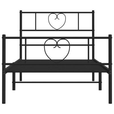 vidaXL Estrutura de cama com cabeceira e pés 107x203 cm metal preto