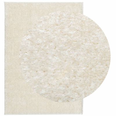 vidaXL Tapete de pelo alto aspeto brilhante ISTAN 120x170cm cor creme