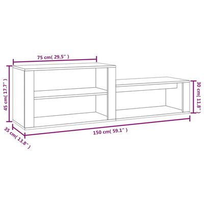 vidaXL Sapateira 150x35x45 cm derivados de madeira sonoma cinza