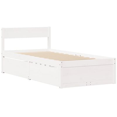 vidaXL Cama sem colchão 75x190 cm madeira de pinho maciça branco