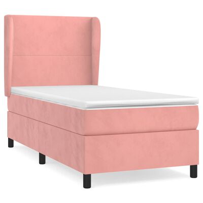 vidaXL Cama com molas/colchão 90x190 cm veludo rosa