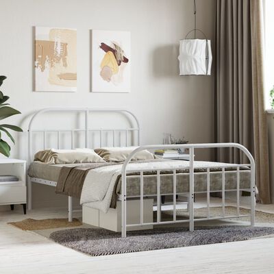 vidaXL Estrutura de cama com cabeceira e pés 120x190 cm metal branco