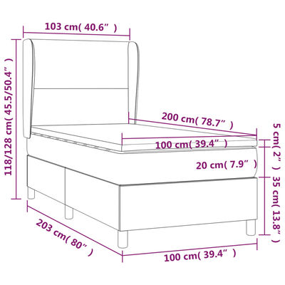 vidaXL Cama com molas/colchão 100x200 cm veludo preto