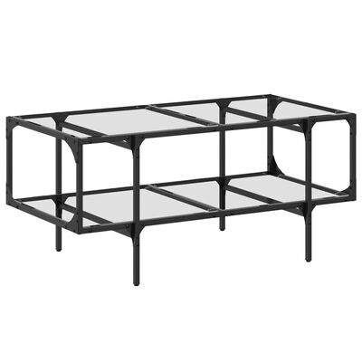 vidaXL Mesa de centro c/ topo em vidro transparente 98,5x50x45 cm aço