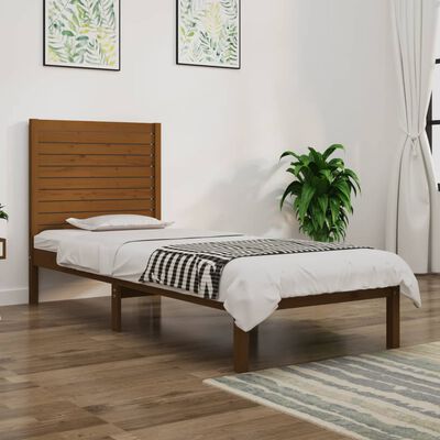 vidaXL Estrutura cama pequena solteiro 75x190 cm madeira castanho mel