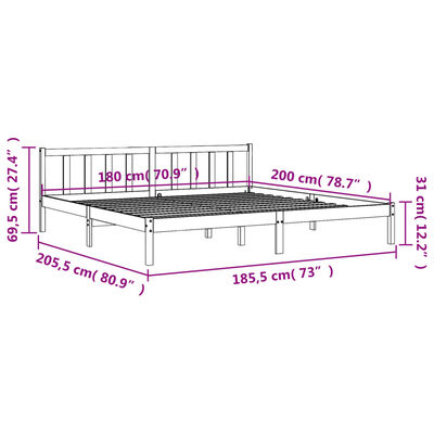 vidaXL Cama sem colchão 180x200 cm pinho maciço castanho-mel