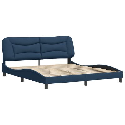 vidaXL Estrutura de cama sem colchão 180x200 cm tecido azul