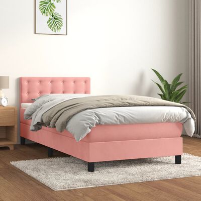 vidaXL Cama com molas/colchão 80x200 cm veludo rosa