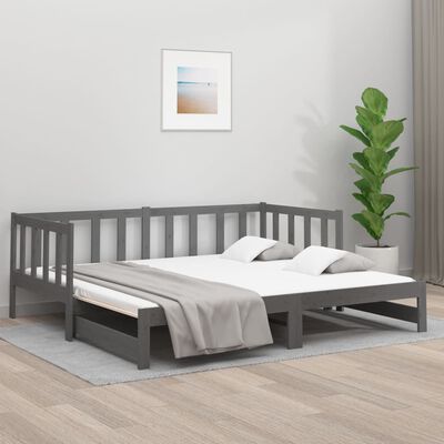 vidaXL Estrutura sofá-cama de puxar 2x(90x190) cm pinho maciço cinza