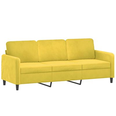 vidaXL Sofá 3 lugares c/ almofadas decorativas 180 cm veludo amarelo