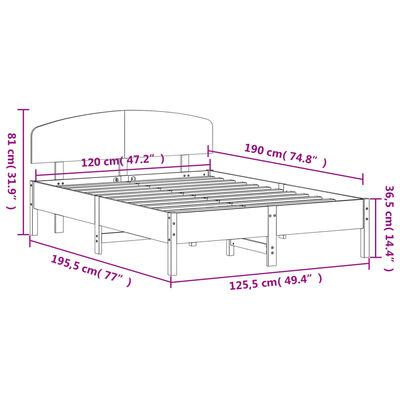 vidaXL Cama sem colchão 120x190 cm madeira de pinho maciça branco