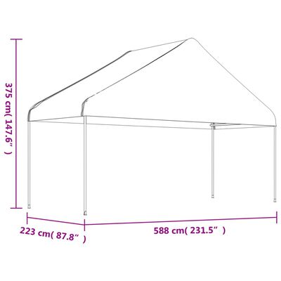 vidaXL Gazebo com telhado 13,38x5,88x3,75 m polietileno branco