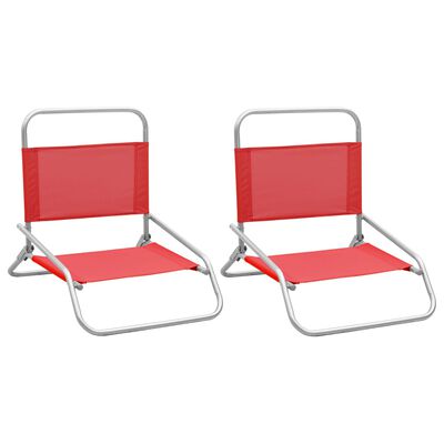 vidaXL Cadeiras de praia dobráveis 2 pcs tecido vermelho