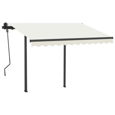 vidaXL Toldo retrátil manual com LED 3,5x2,5 m cor creme