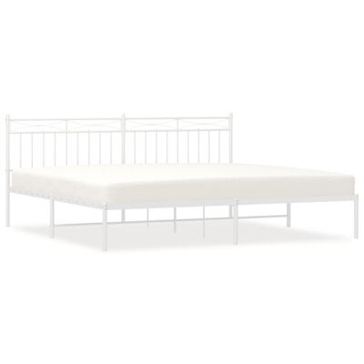 vidaXL Estrutura de cama com cabeceira 200x200 cm metal branco