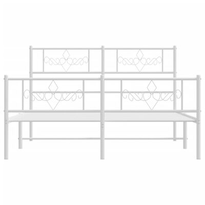 vidaXL Estrutura de cama com cabeceira e pés 140x190 cm metal branco