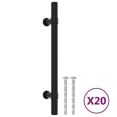 vidaXL Puxadores para móveis 20 pcs 128 mm aço inoxidável preto