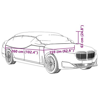 vidaXL Meia cobertura para carro com ganchos M prateado