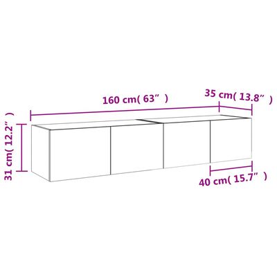 vidaXL Móveis de parede para TV com luzes LED 2 pcs carvalho castanho