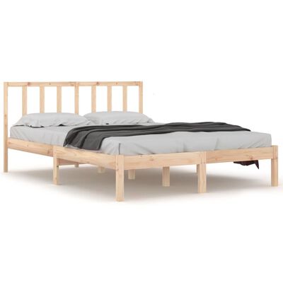 vidaXL Estrutura de cama casal 135x190 cm pinho maciço