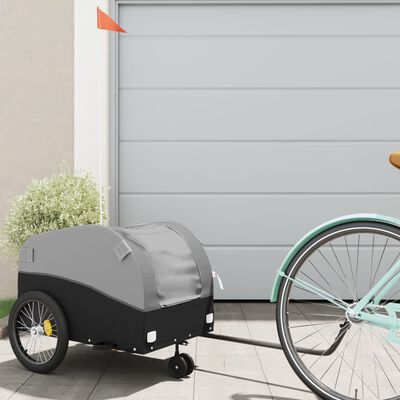 vidaXL Reboque para bicicleta 30 kg ferro preto e cinza