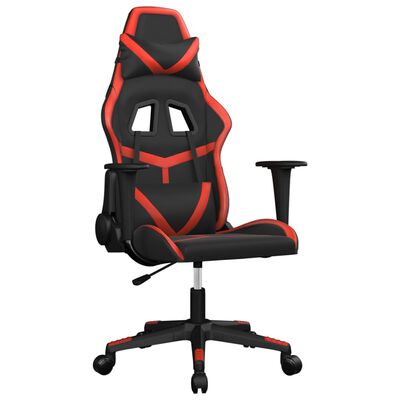 vidaXL Cadeira gaming couro artificial preto e vermelho