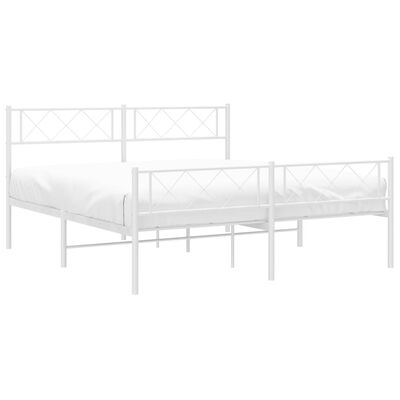 vidaXL Estrutura de cama com cabeceira e pés 150x200 cm metal branco
