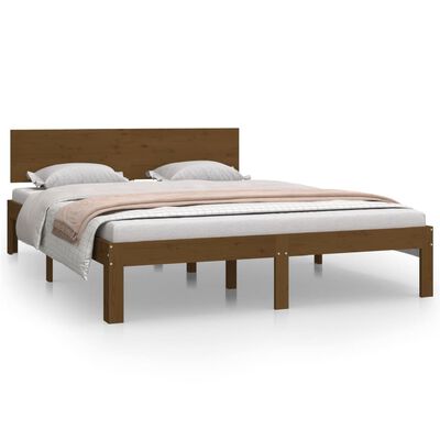 vidaXL Estrutura de cama 140x200 cm pinho maciço castanho mel