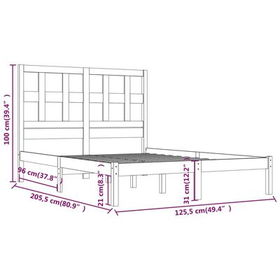 vidaXL Estrutura de cama 120x200 cm pinho maciço branco