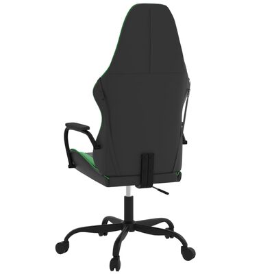 vidaXL Cadeira gaming massagens couro artificial preto e verde