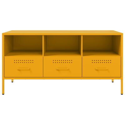 vidaXL Móvel de TV 100,5x39x50,5 cm aço amarelo mostarda