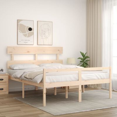 vidaXL Cama para idosos com cabeceira 160x200 cm madeira maciça