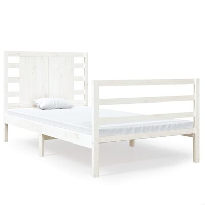 vidaXL Estrutura de cama solteiro 90x190 cm pinho maciço branco