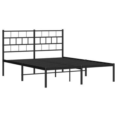 vidaXL Estrutura de cama em metal com cabeceira 150x200 cm preto