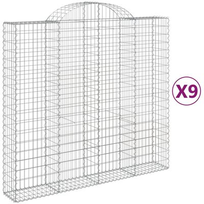 vidaXL Cestos gabião arqueados 9pcs 200x50x180/200cm ferro galvanizado