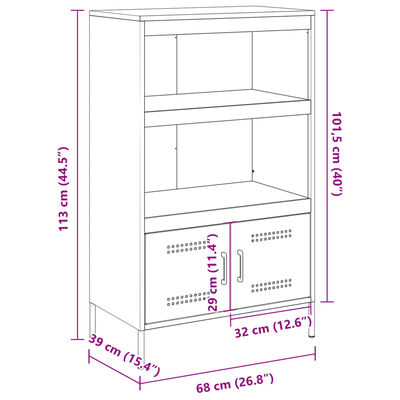 vidaXL Aparador alto 68x39x113 cm aço antracite