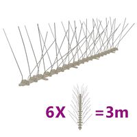 vidaXL Conjunto 6 picos para pássaros e pombos 4 filas 3 m plástico