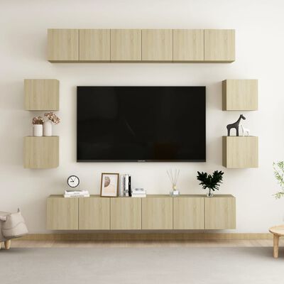 vidaXL 10 pcs conjunto móveis TV derivados de madeira carvalho sonoma