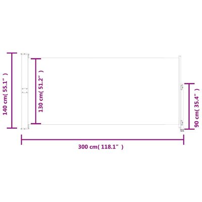 vidaXL Toldo lateral retrátil para pátio 140x300 cm azul