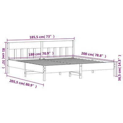 vidaXL Cama sem colchão 180x200 cm madeira de pinho maciça branco