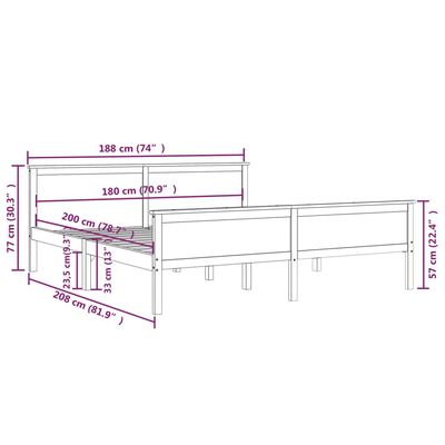 vidaXL Estrutura de cama 180x200 cm pinho maciço